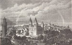 Andernach. Steel Engraving from a Rhine Album